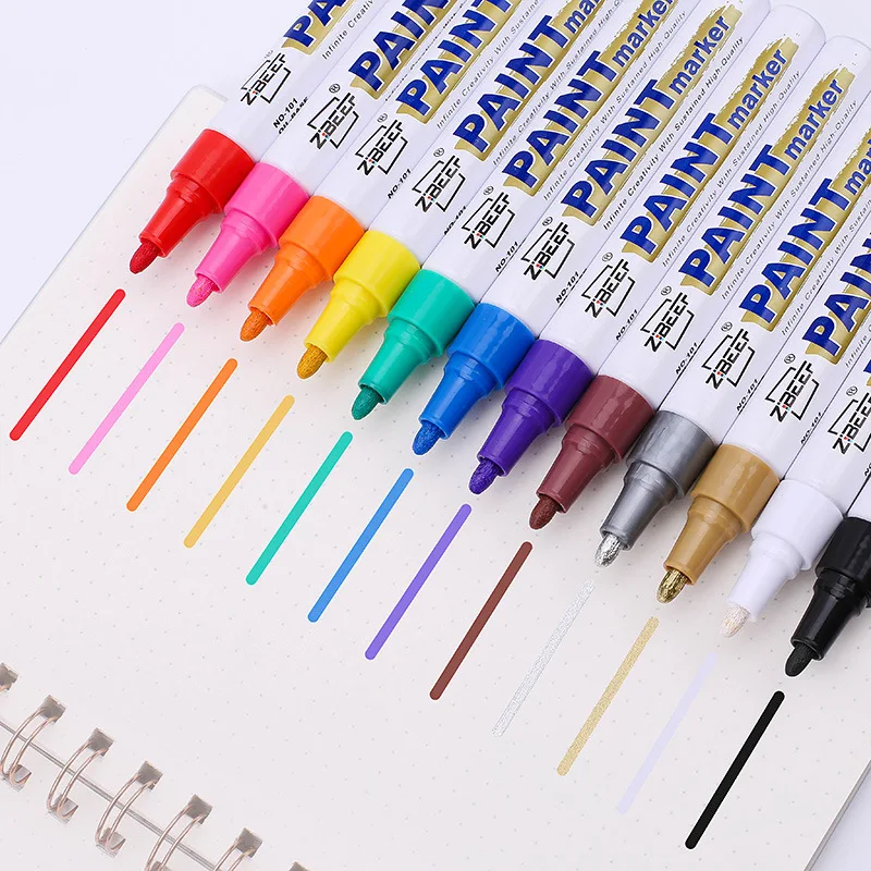 1pcs White Waterproof Cars Wheel Tire Oily Mark Pen Auto Rubber Tyre Paint Pen CD Metal Permanent Paint Marker Graffiti Touch Up