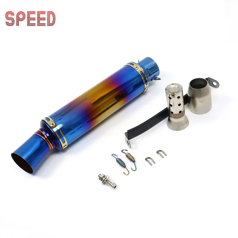 

51mm Muffler Exhaust Pipe Motorcycle For Y15ZR R1 R3 R6 R15 RS150 Y15 NVX155 CYGNUS GT YZF-R125 MT-125 Escape Moto Blue color