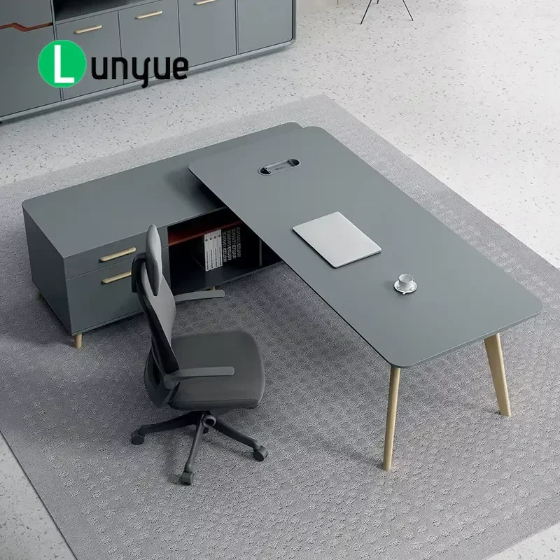 Modern L Shaped Wooden Executive Desk and Chair Set Manager Office Furniture Wholesale Price Contemporary Design for