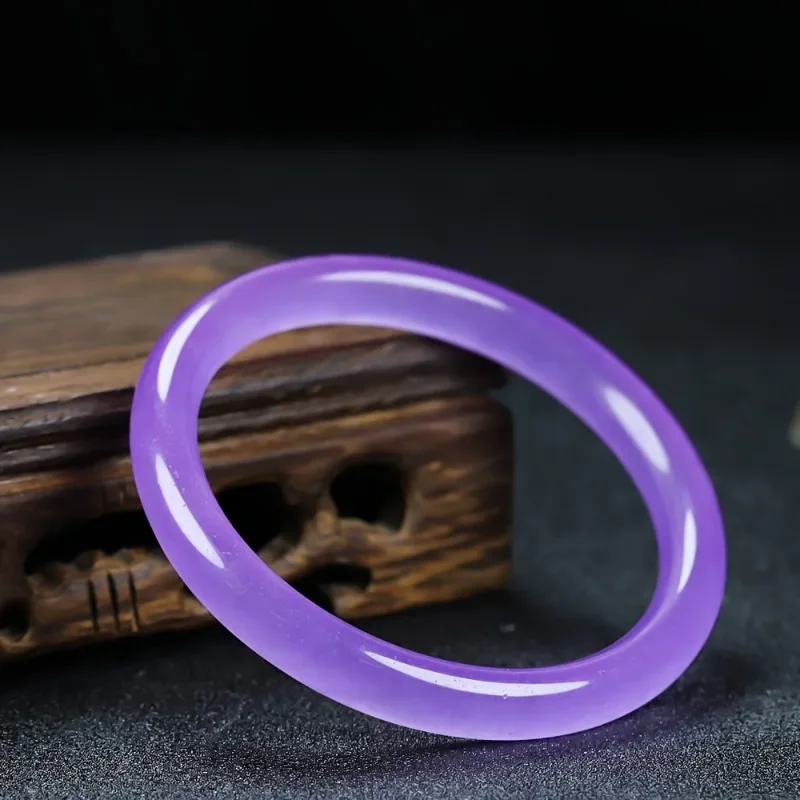 

Ice Purple Bracelet, Quartzite Violet Round Jade Bracelet Jewelry