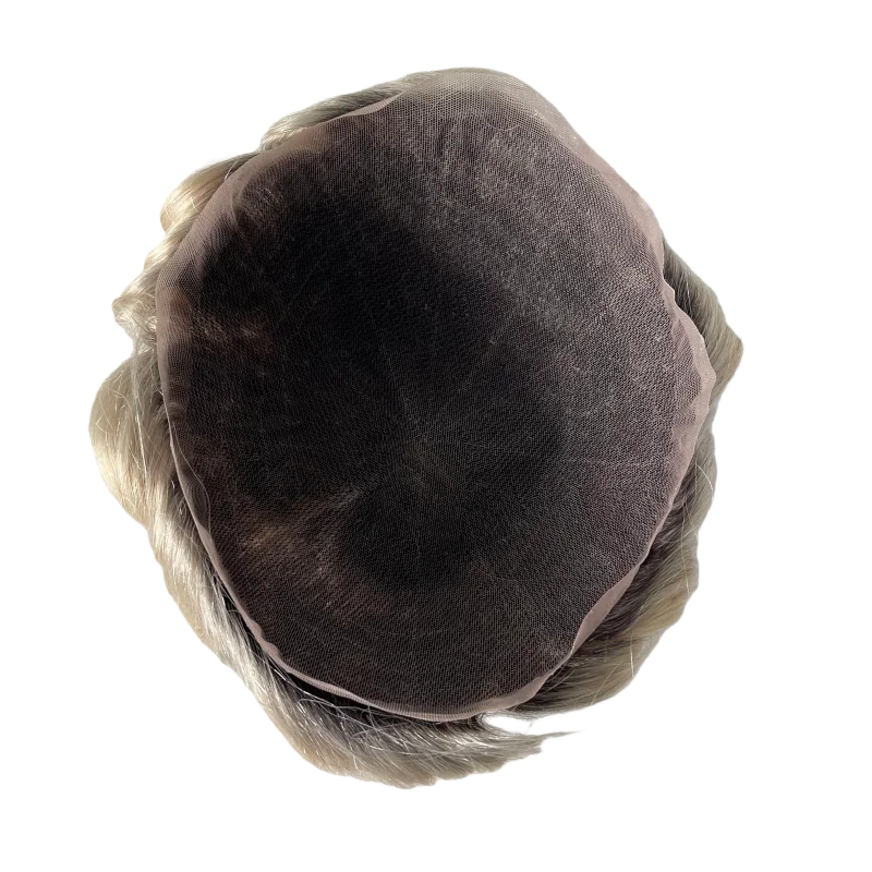 Sistem Rambut Manusia Remy # Rambut palsu pria T1b613 warna 8x10 full lace