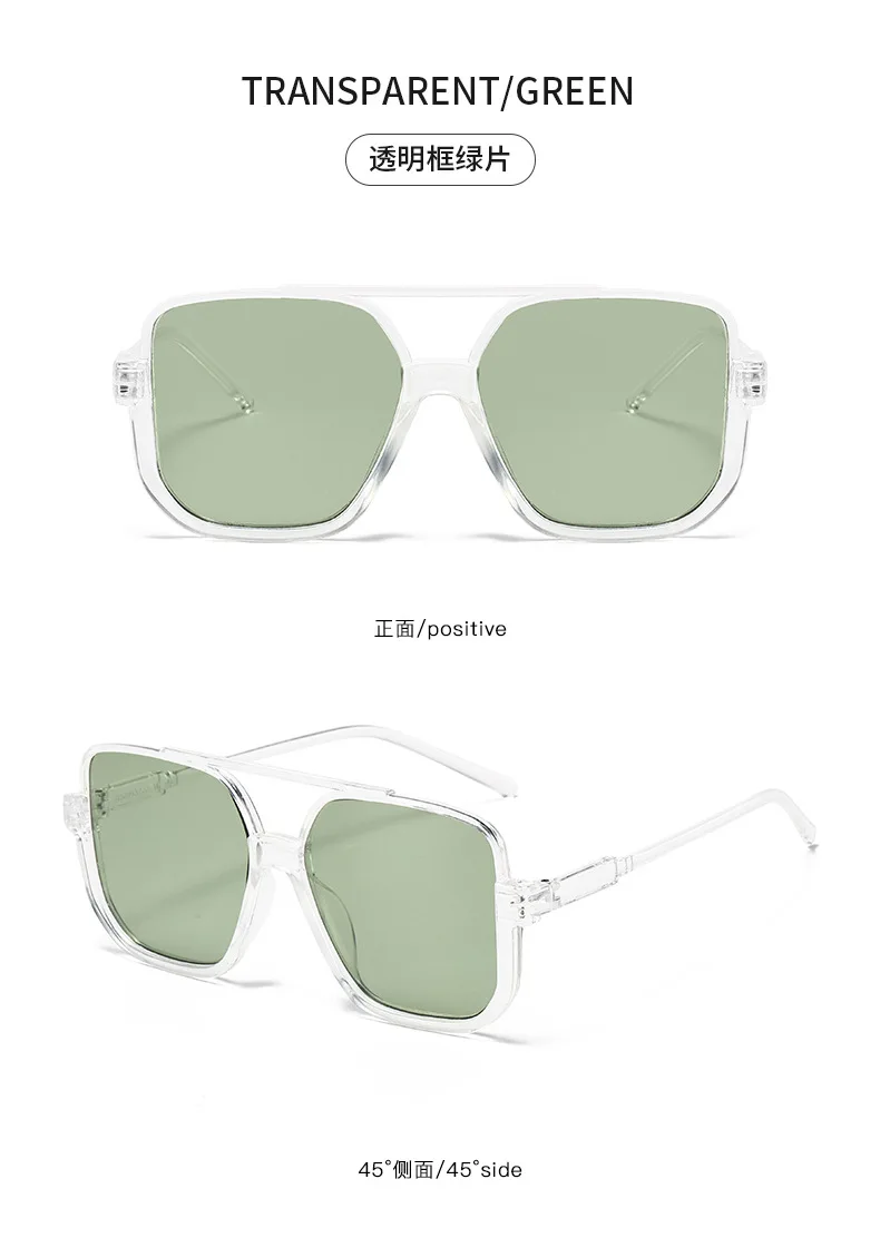 Retro Big Half Frame Damen Quadratische Sonnenbrille Schwarz Rund Coole Herren Sonnenbrille Einteilige Designer Pilot Sonnenbrille für Damen – Detail 21