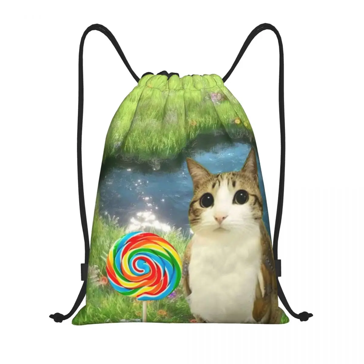 Dreamy Meowl CatOwl Cute Drawstring Backpack Sports Gym Bag String Sackpack for Yoga