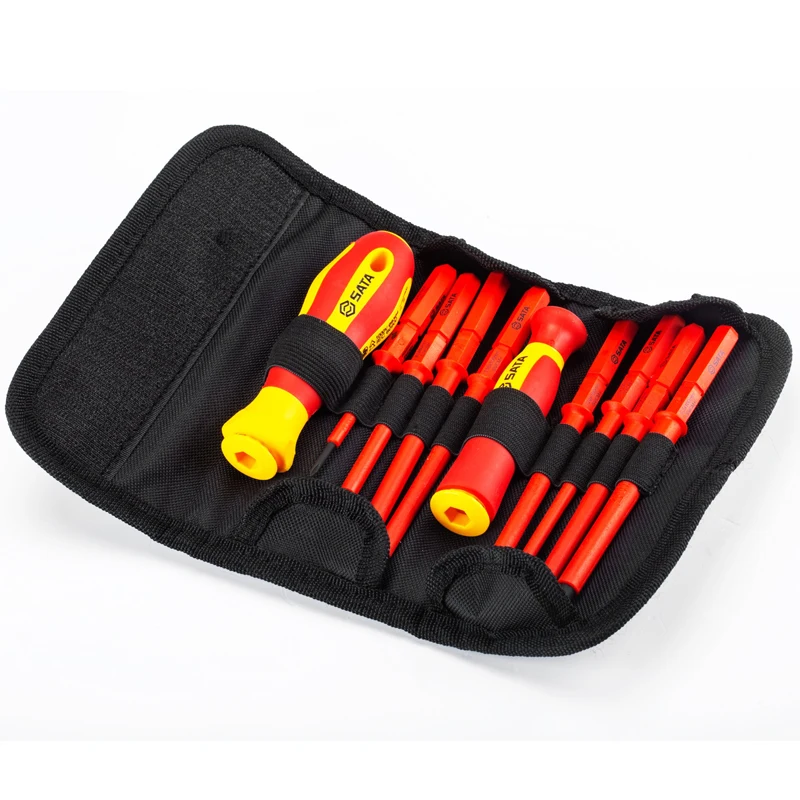 SATA 09304 10 Interchangeable VDE Insulated And Pressure Resistant Screwdriver Sets High Hardness Sharp Blade Cut Flat