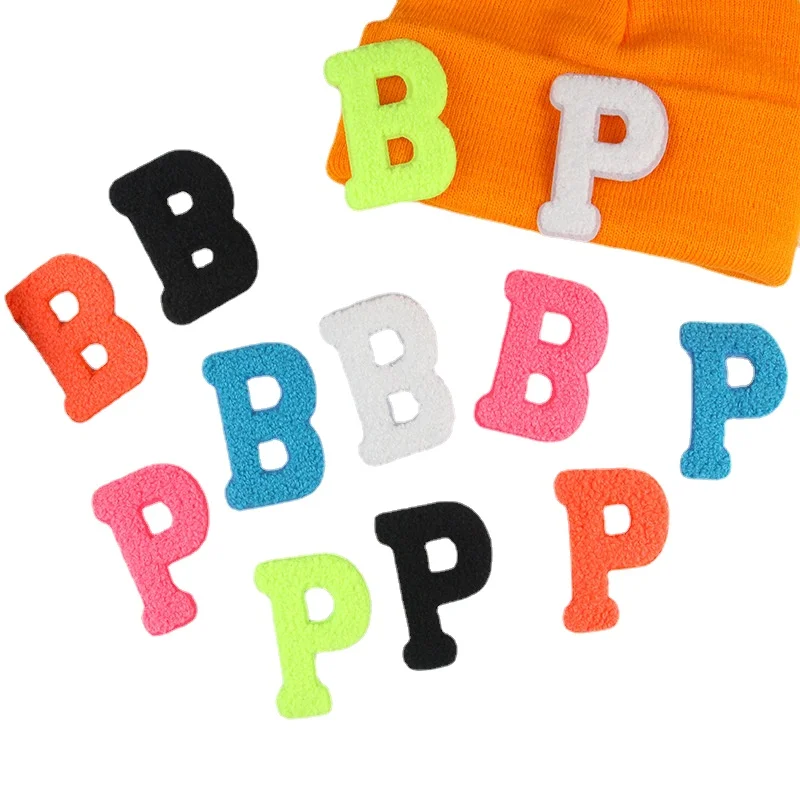 50pcs/Lot Luxury Towel Embroidery Patch Pink Letter BB P Shirt Dress Hat Bag Clothing Decoration Accessory Craft Diy Applique