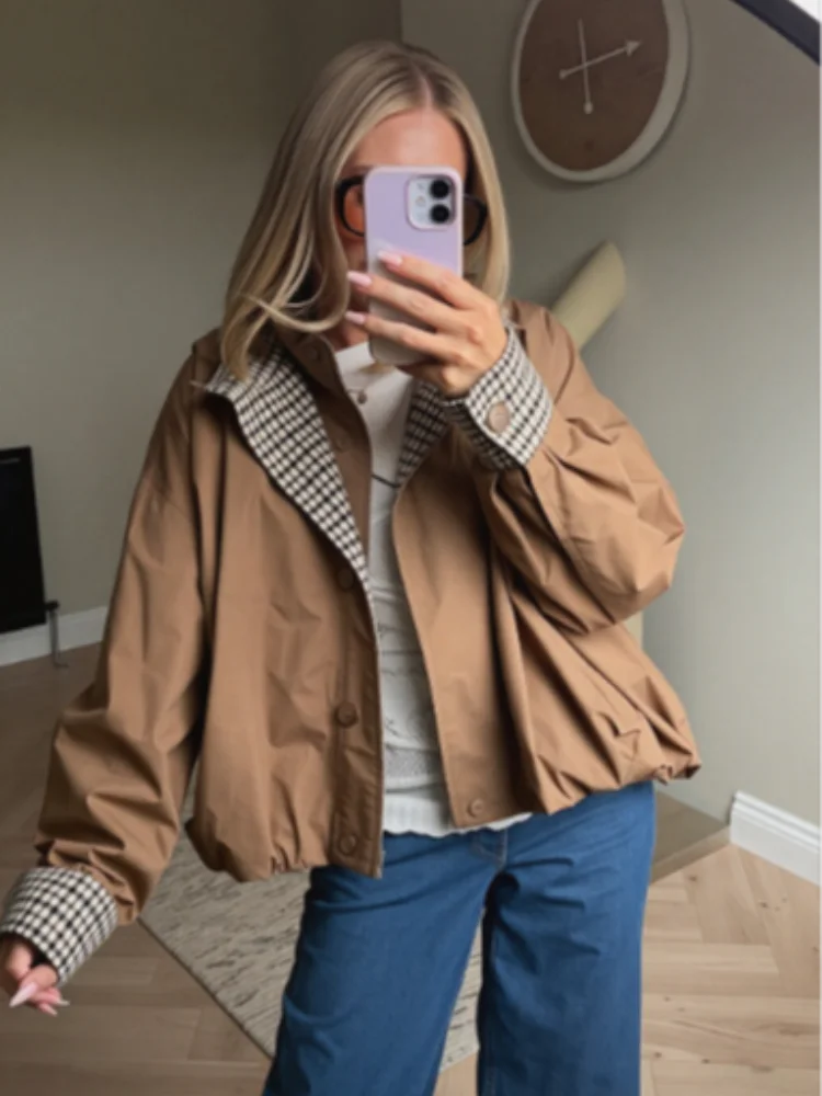 Modern Loose Short Jacket Edgy Relaxed Vintage Button Women Cropped Coats Casual Office Daily Autumn Ladies Outerwear