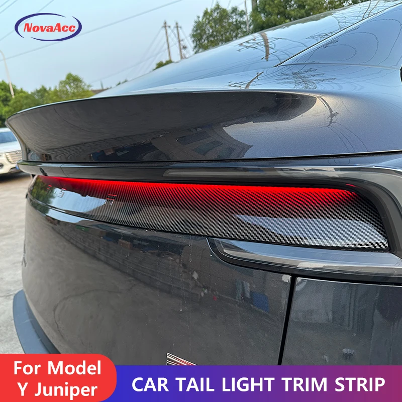 

Car Tail Light Trim Strip For Tesla Model Y Juniper 2025 2026 ABS Carbon Fiber Texture Decor Anti-Scratch Rear Light Protection