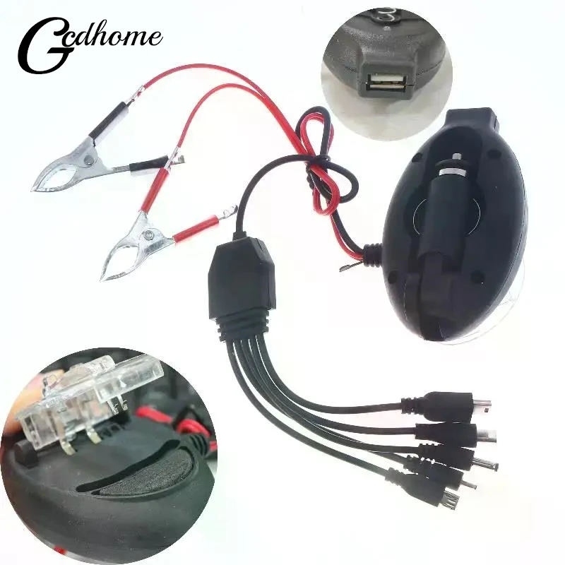 

【New】12V 24V To 5V 500mA Power Adapter With Battery Clip For Charging Cell Phone Emergency USB/Type-C Power High Efficiency