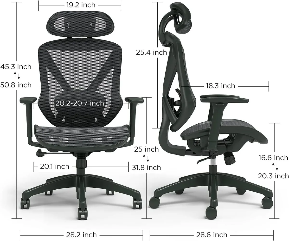 Silla de trabajo giratoria de malla ergonómica, silla ergonómica transpirable de malla, cómoda silla de oficina de material transpirable