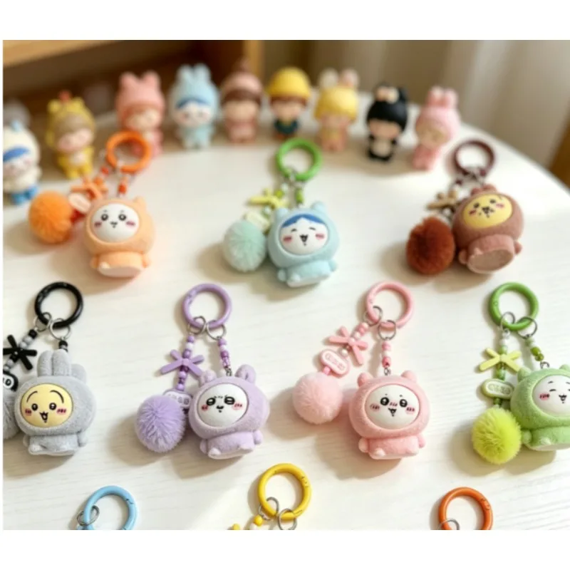 3cm Chiikawa Flocking Pendant Cute Hachiware Mini Keychain Usagi Small Hanging Decor Fans Anime Fashion Daily Accessories