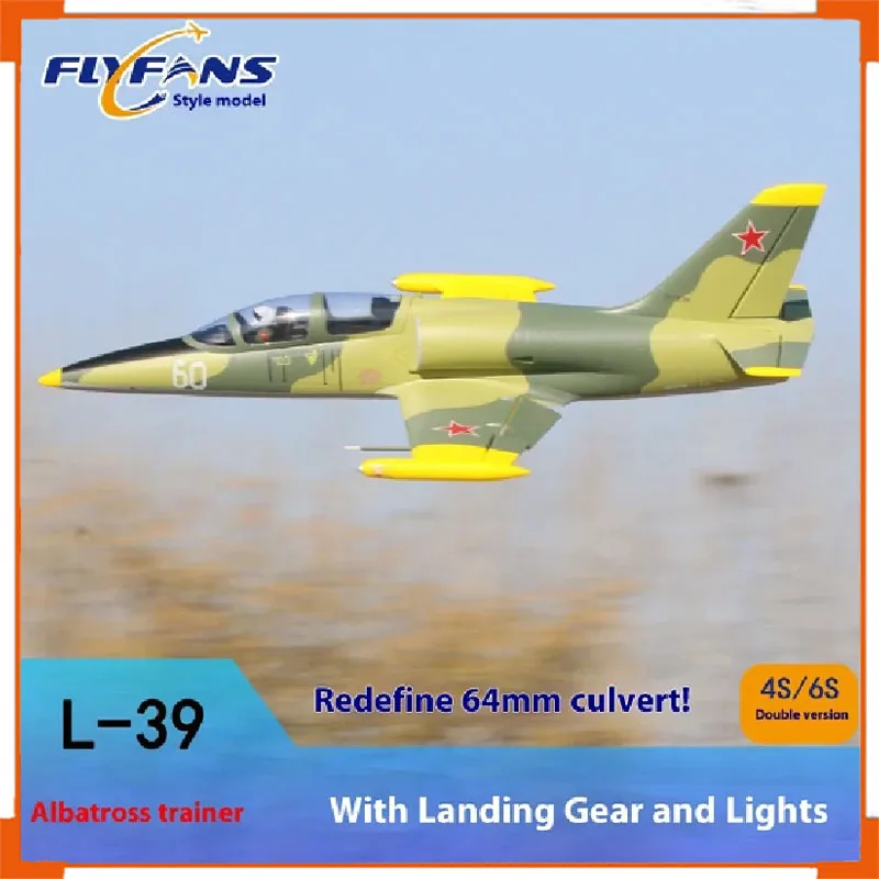 

Flyfans 64 мм канальный L-39 самолет с дистанционным управлением и выдвижным шасси, навигационные огни, модель воздушной модели с фиксированным крылом, игрушка