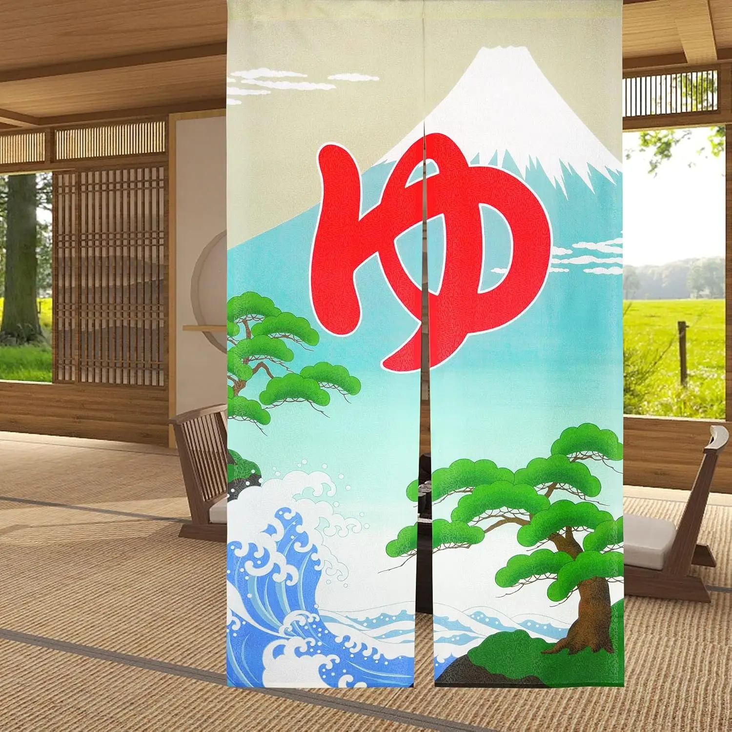 Japanese Noren Doorway Curtain Long Tapestry for Home Decoration Fuji Mountain Ukiyoe Hokusai The Great Wave