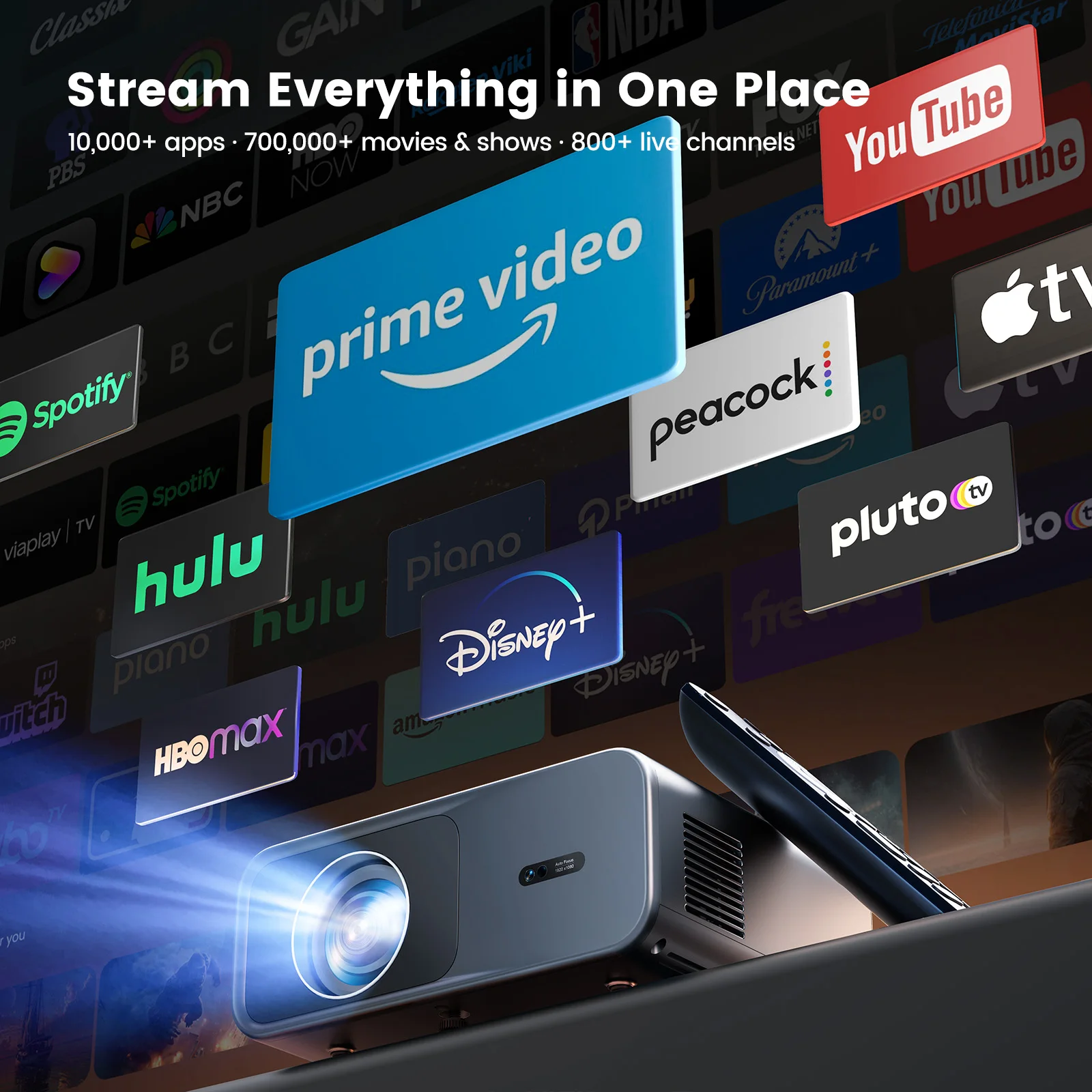 جهاز عرض WIMIUS 1200 ANSI 4K Full HD 1080P Google TV Game Beam أجهزة عرض صغيرة للأفلام المسرح المنزلي WiFi BT5.2 ليزر متعاطي المخدرات #5