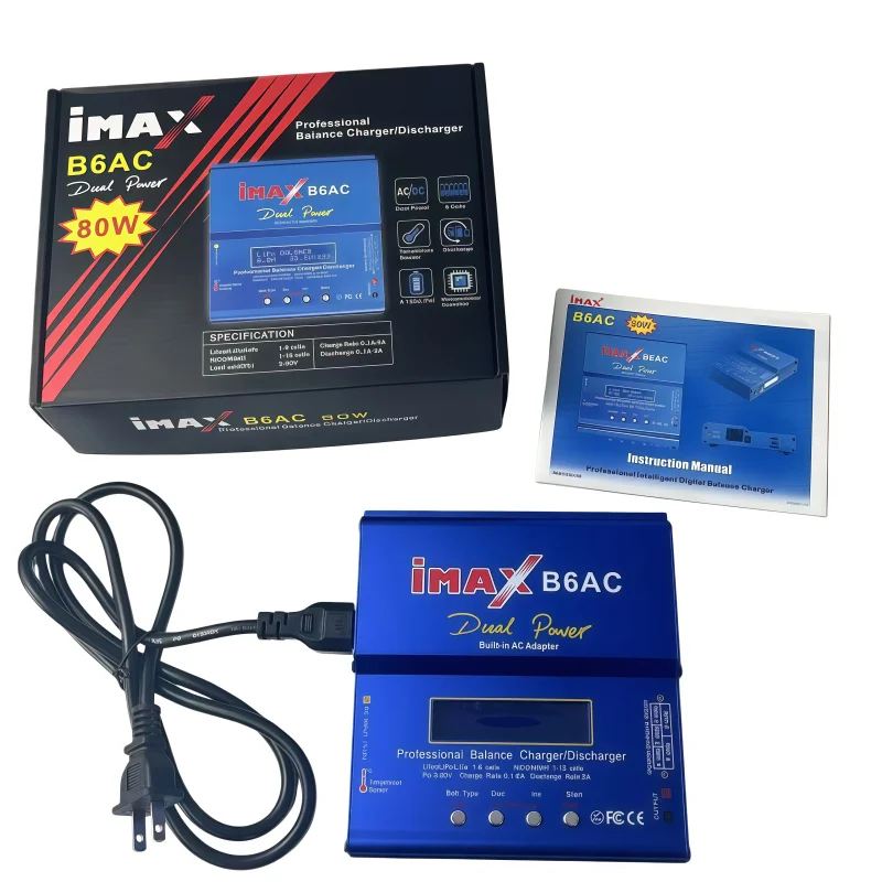IMAX B6AC balanced charger/ AC line   80W  aircraft model lithium battery intelligent charger with built-in power adapter