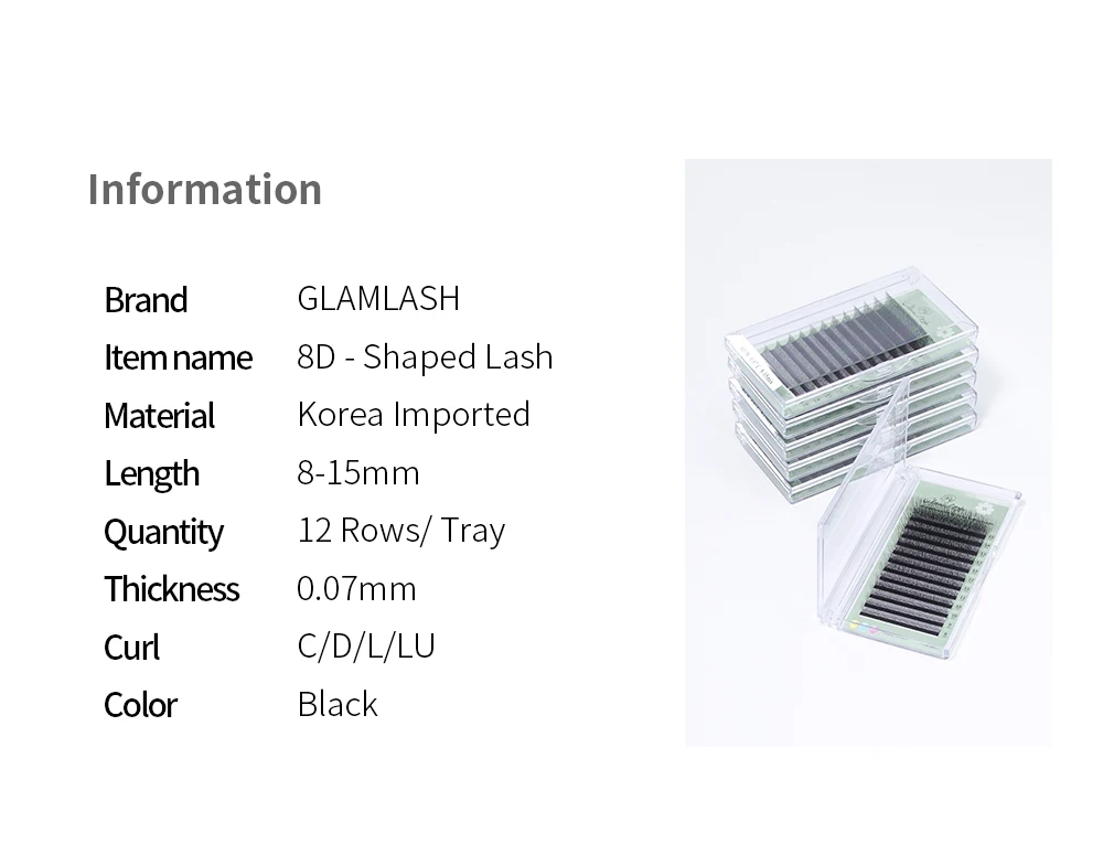 Glamlash 8d-w geformte Wimpern verlängerung c/d/l/lu/m vorgefertigte Volumen ventilatoren Klee w Stil Wimpern falscher Nerz weich leicht fanierend natürlich – Detail 2