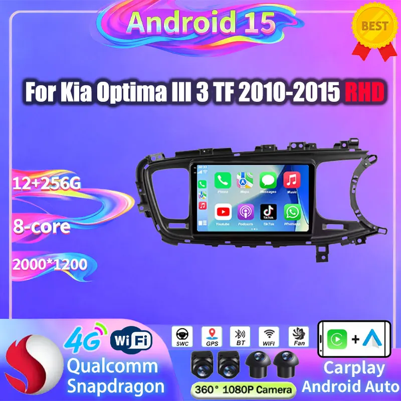 Android 15 Car Radio For Kia Optima 3 K5 TF T 2010 2011 2012 2013 2014 2015 WIFI Plug And Play 4G LTE Multimedia Navigation RDS