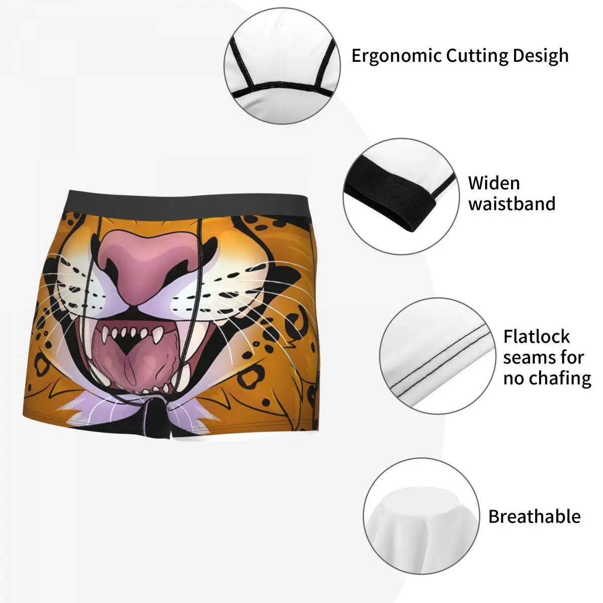 Animal Mouth Meme Cheetah Underpants Breathbale Panties Male Underwear Sexy Shorts Boxer Briefs