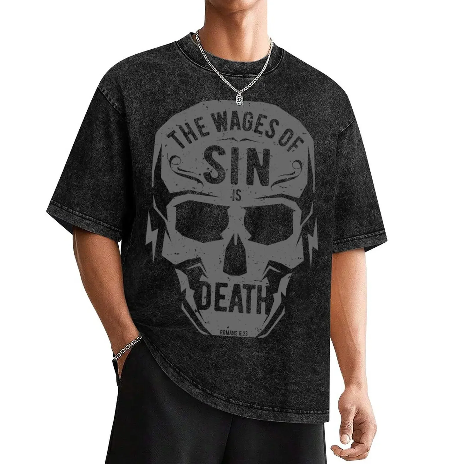 Wages of Sin is Death Romans 6:23 Christian Faith Bible Verse Christmas Gift T-Shirt for a boy men tshirt