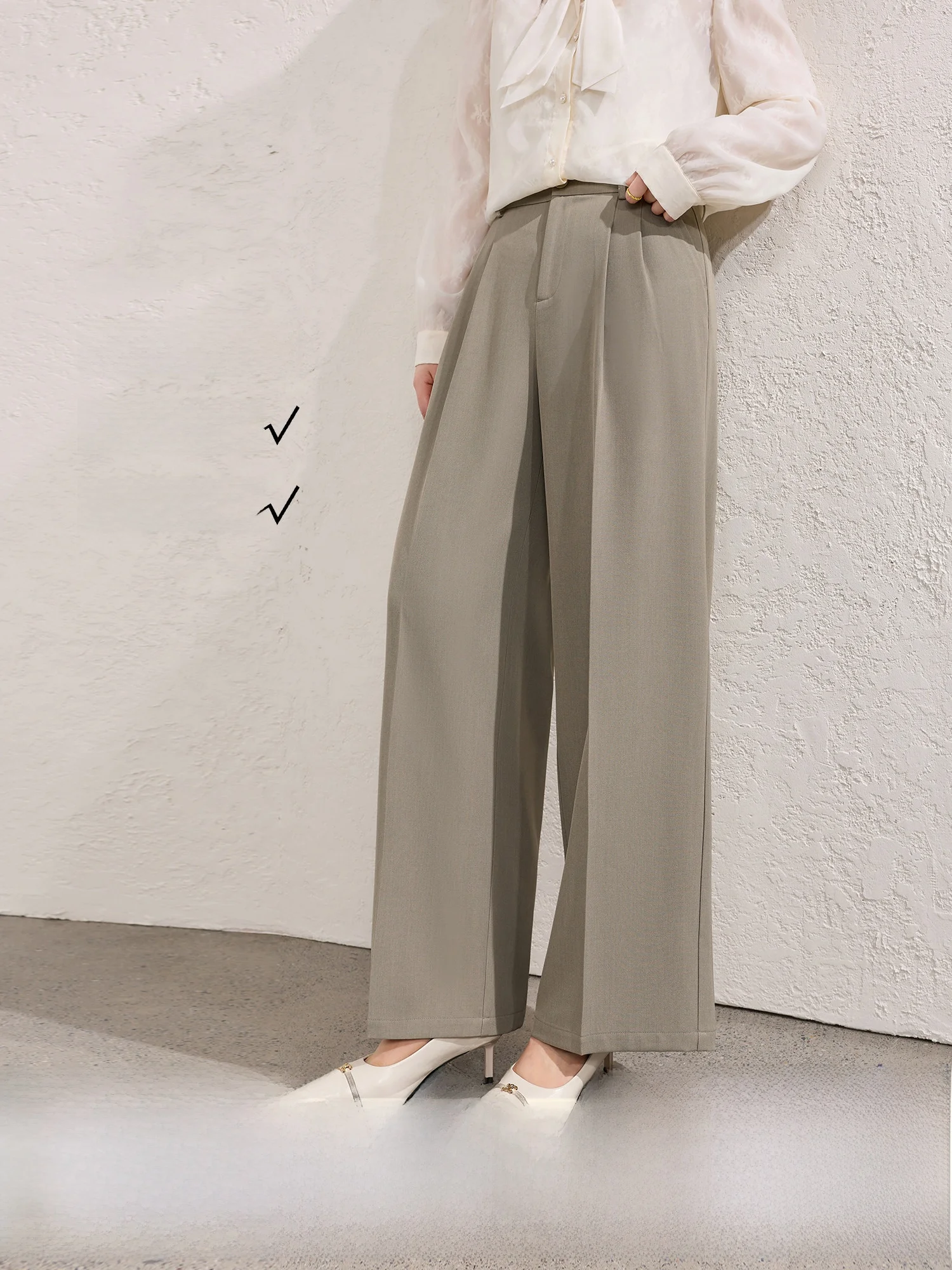 

High Waist Wide Leg Suit Pants for Women Spring New Sle Double Pleat Commute Slimming Long Pants Casual Loose Sle