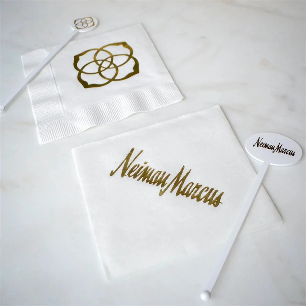 

50PCS Corporate Logo Cocktail Napkins, Company Event 3-Ply Napkins, Company Holiday Party Napkins, Custom Monogram Napkins, Pers