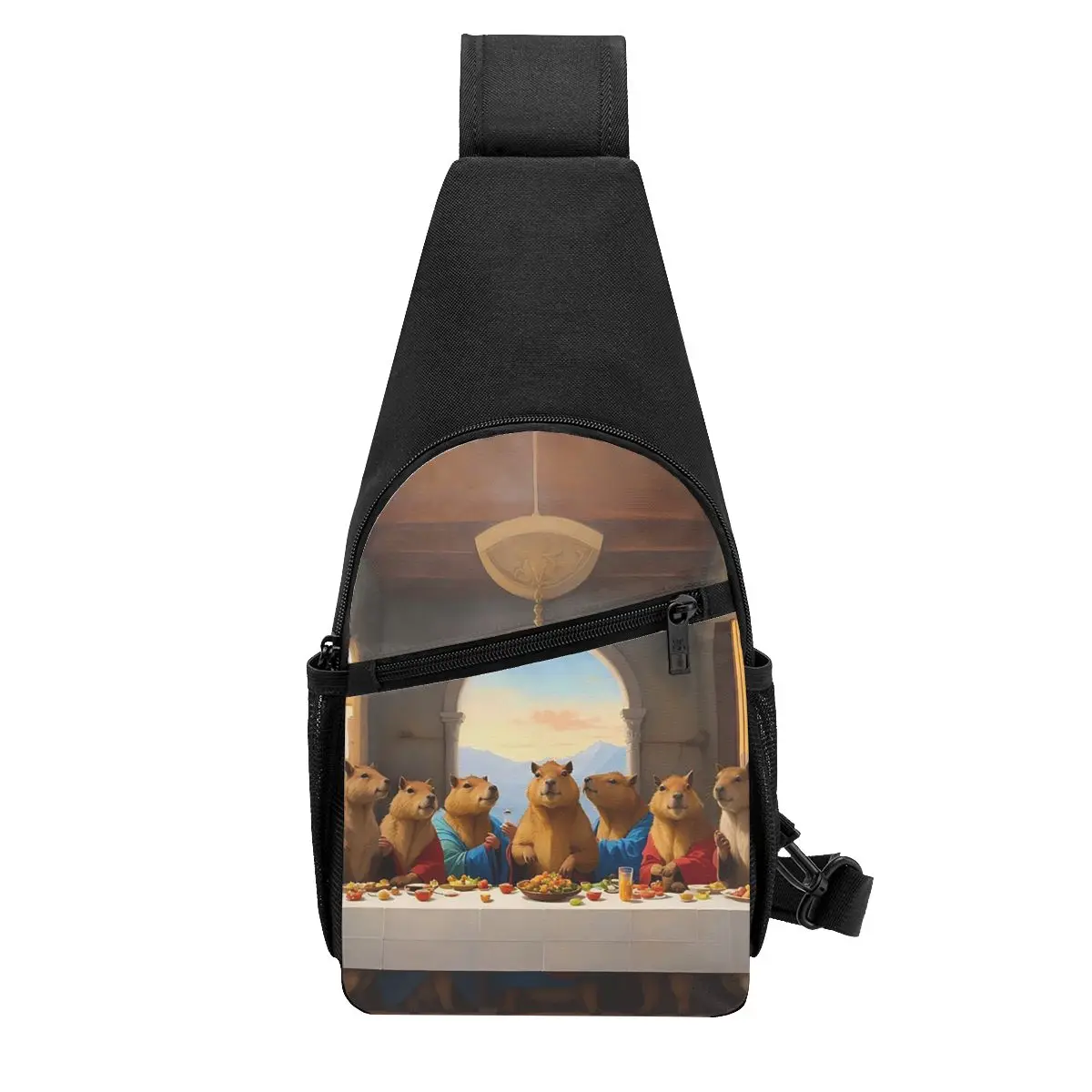 Capybara Animal Pattern Chest Bag Men Sling Crossbody Backpack Chest Bag Traveling Hiking Daypack Shoulder Bag