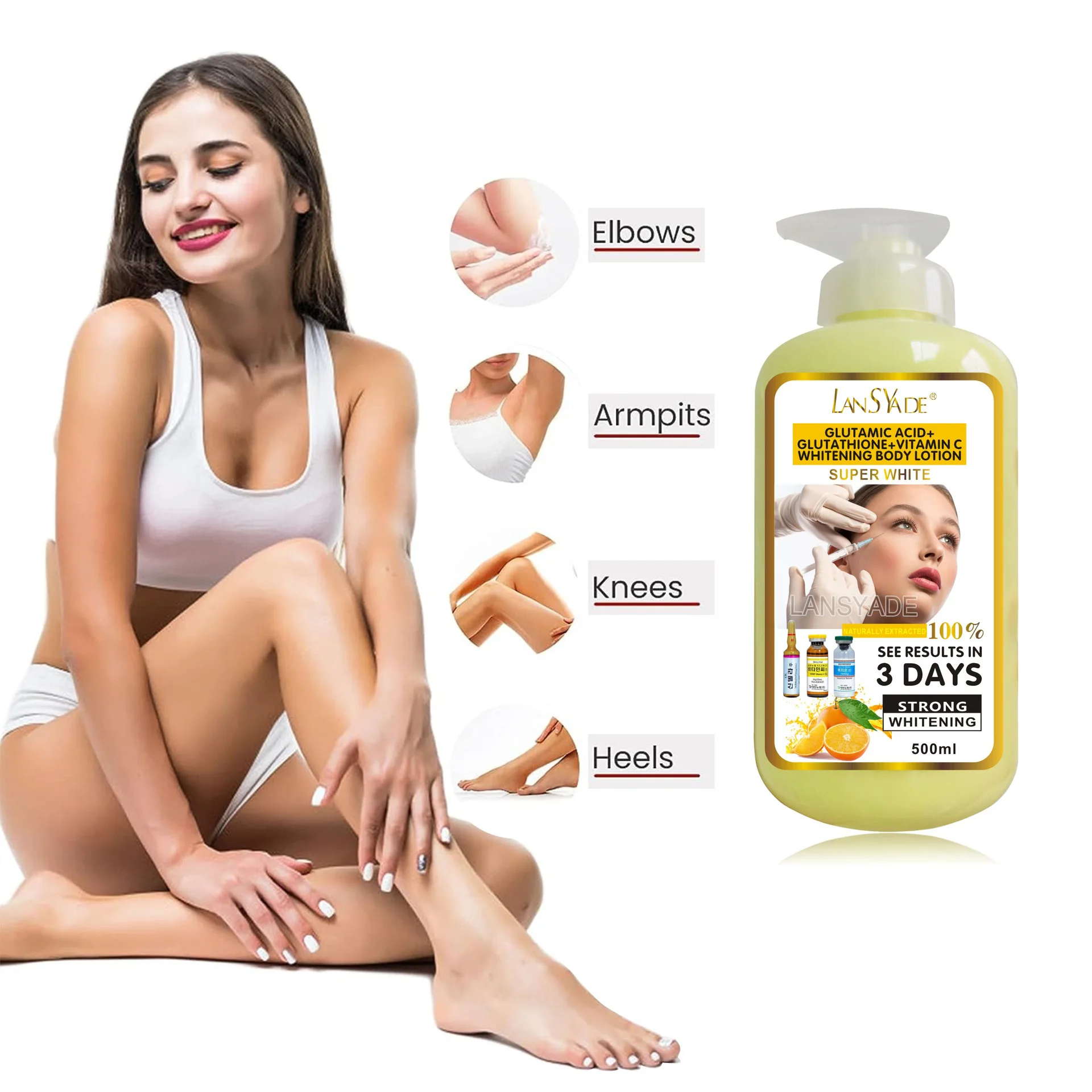 500ml Glutamic Acid+Glutathione+Vitamin C Whitening Body Lotion Skin Whitening Products For Dark Skin Women For All Skin Type