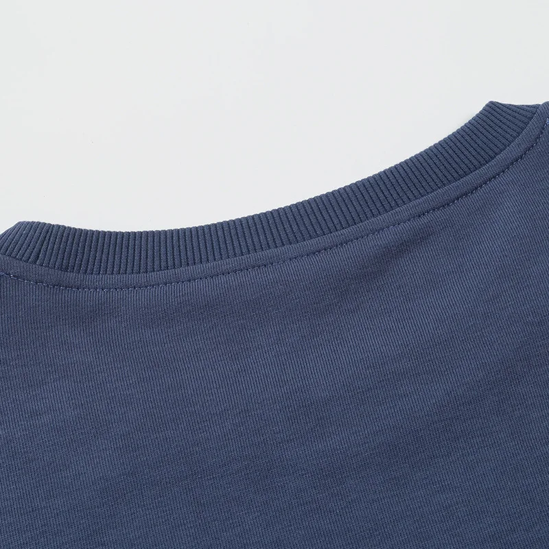 

Round Neck Sweatshirt Workwear Custom Printed Solid Color Pullover Sweatshirt Trendy Loose Drop Shoulder Long Sleeve Workwe