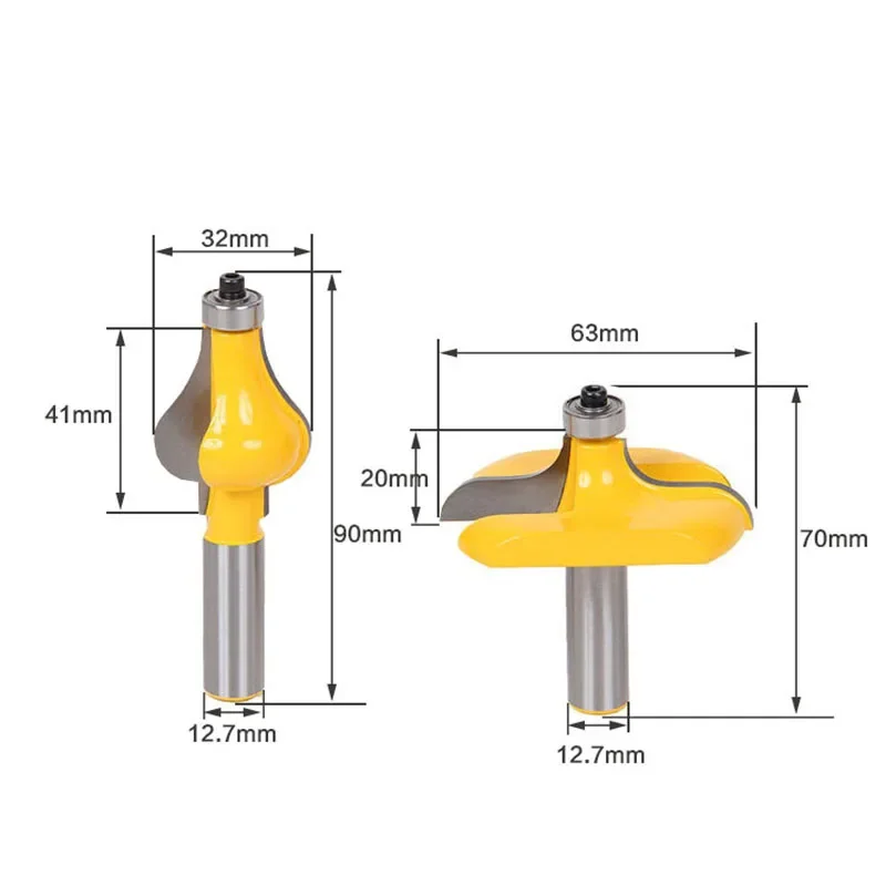 2 sztuk/zestaw 1/2 "12.7MM frez trzpieniowy rzeźbione w drewnie podłokietnik młyn poręcz zestaw wierteł frezarskich falista flet flet frezarka
