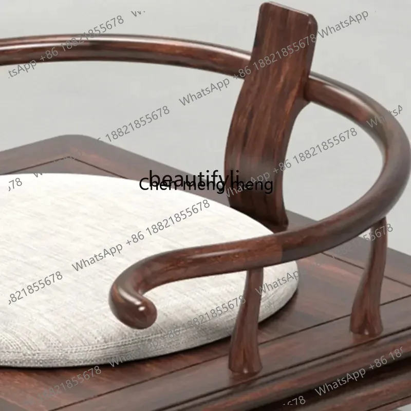 LHY26 ss zq Round-Backed Armchair Solid Wood Buddha Single Tatami Antique Meditation Chair Cross Leg Za-Zen Chair Short Tea Chai
