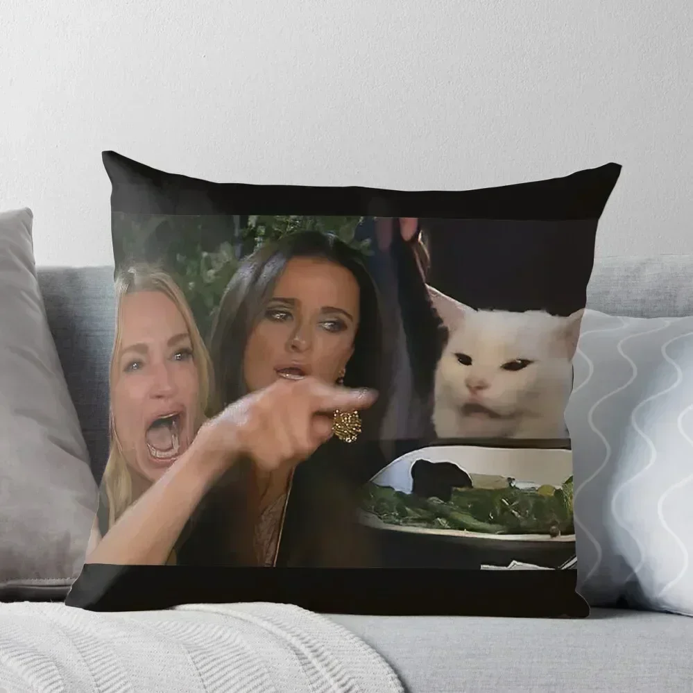 

Woman Yelling at a Cat Throw Pillow pillowcases for sofa cushions Throw Pillow Covers Christmas Covers For Cushions pillow