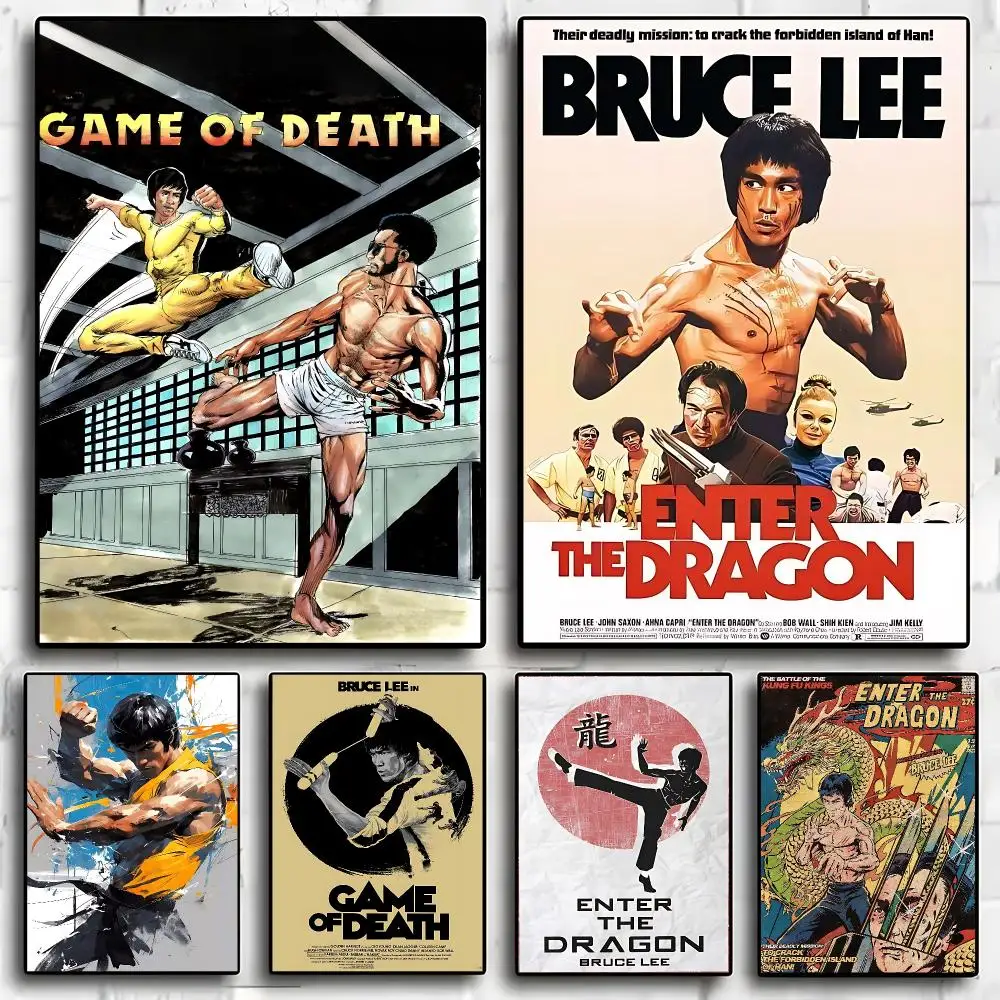 Bruce Lee Star Retro Painting Calligraphy Exhibition poster photo oil painting canvas synthetic fiber for living dining room