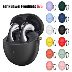 Silicone Protective Case For Huawei Freebuds 6 Wireless Bluetooth Earphone Shell Sleeve For Huawei Freebuds 5 6 Cover With Hook