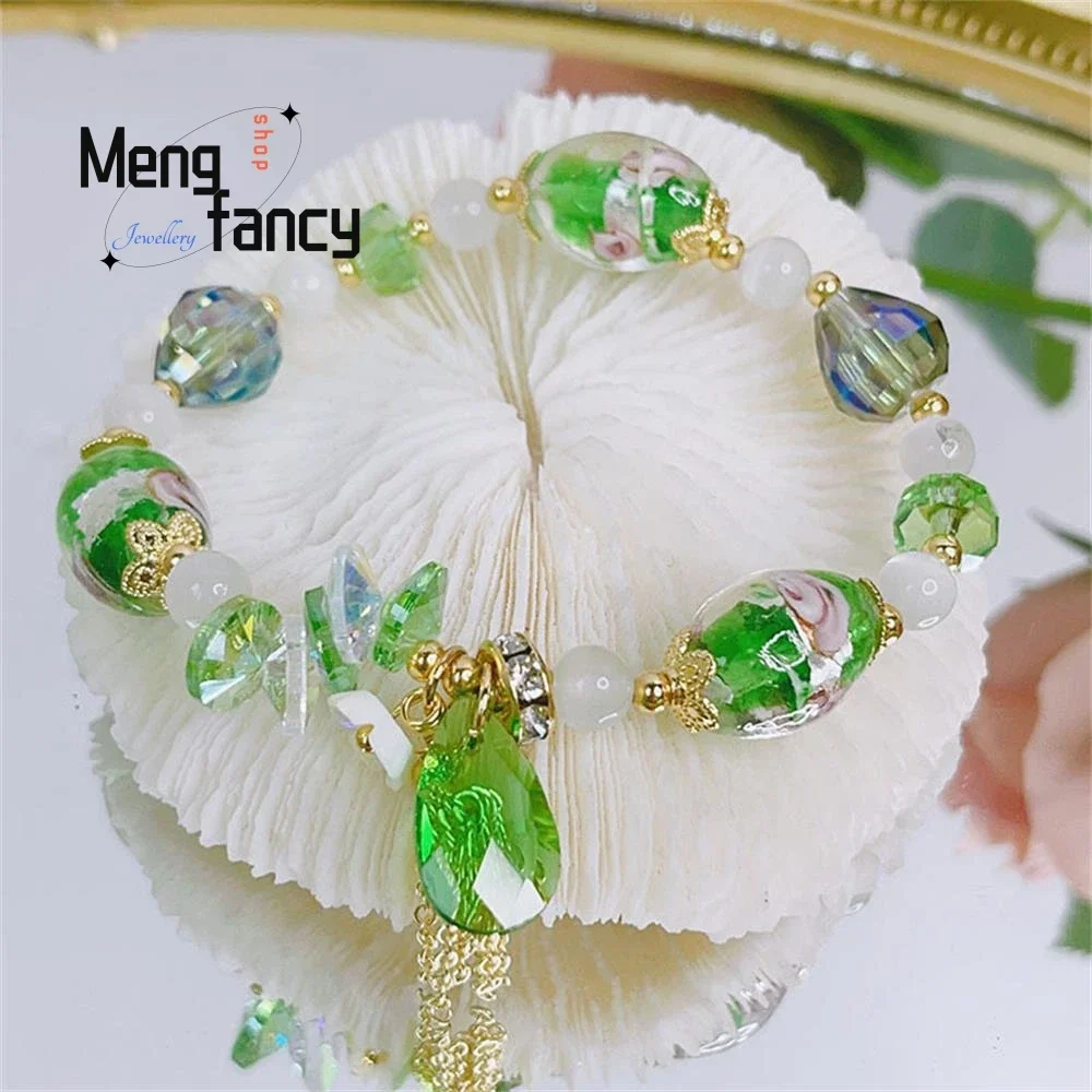 

New Bracelet Female Water Drop Fringe Pendant Super Flash Crystal Beaded Bracelet Exquisite Elegant Fashion Jewelry Holiday Gift