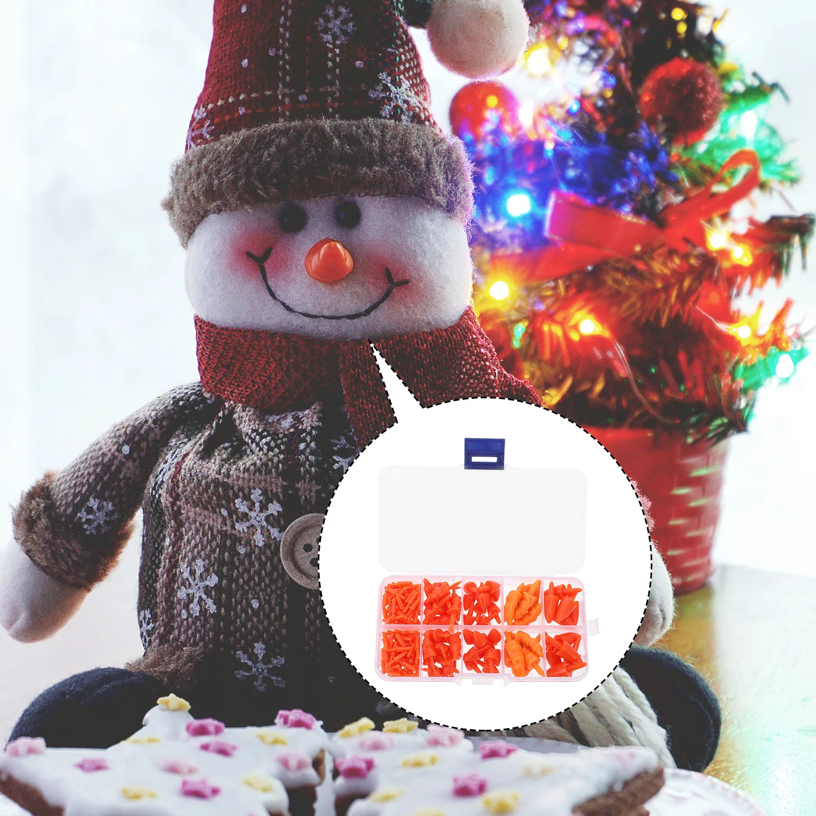 

160 Pcs DIY Snowmen Nose Snowman Material Box Christmas Decorations Tiny for Crafts Kits Winter Outdoor