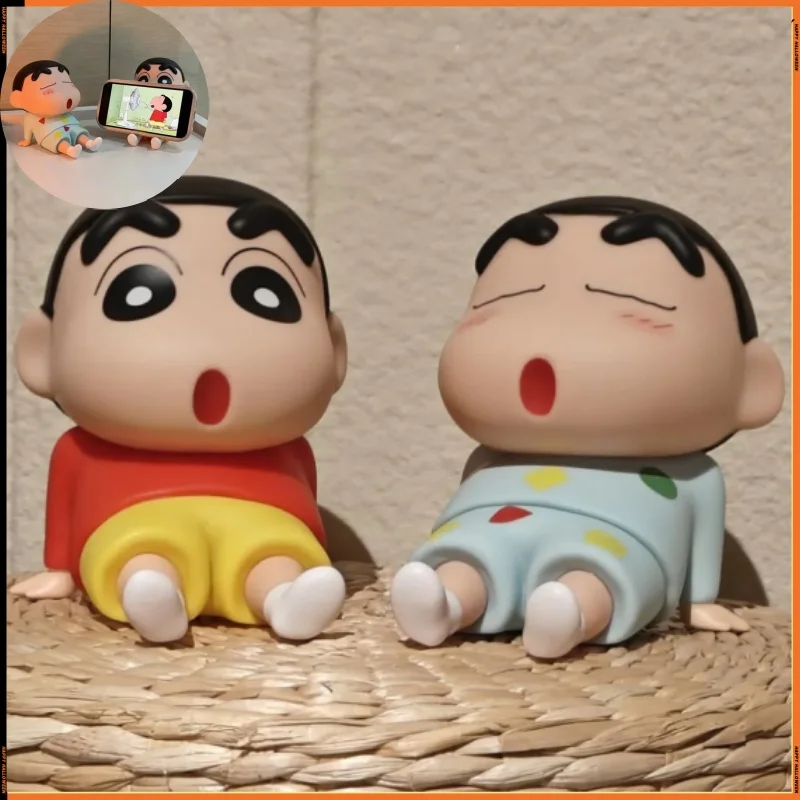 Crayon Shin-Chan Phone Holder Kawaii Anime Desktop Ornaments Cartoon Watching TV Phone Support Cute Doll Decorations toy Gifts