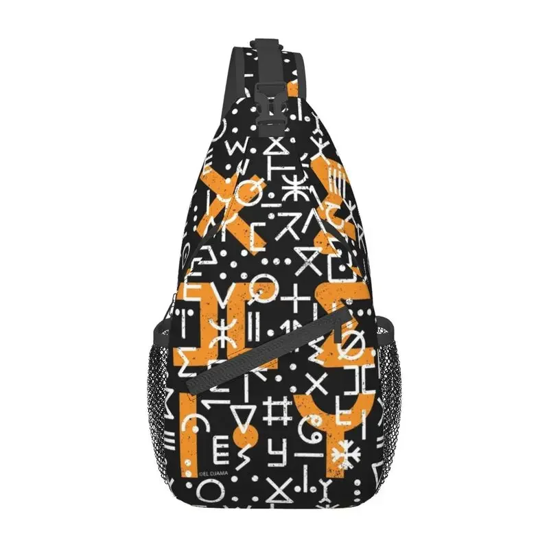 Cool Tifinagh Alphabet Amazigh Sling Bags for Cycling Camping Men Berber Proud Crossbody Chest Backpack Shoulder Daypack