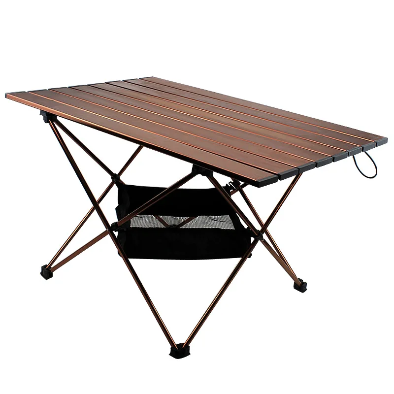 Outdoor Camping Table Wood Grain Egg Roll Folding Table Picnic Desk Ultralight Portable Beach Table Tourist Plate Tables