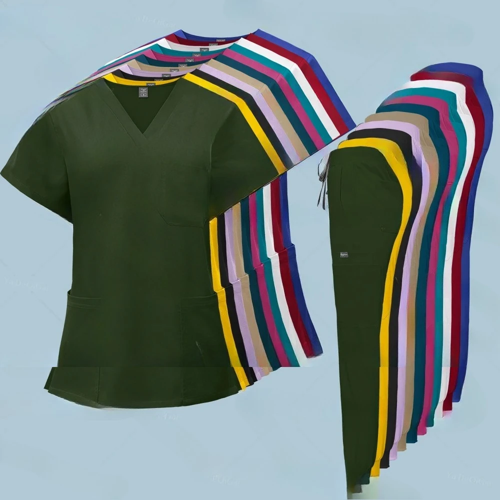 Ensemble de blouses médicales pour femmes, uniformes d'infirmière d'hôpital, vêtements de travail unisexes, prix de gros, ensemble chirurgical de beauté, costumes de jogging à poches élastiques