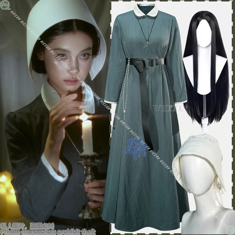 

Modesta Cosplay Horror Anime Costume Sexy Long Goth Dress Lolita Nun Uniform Necklace Hat Wigs Halloween Christmas