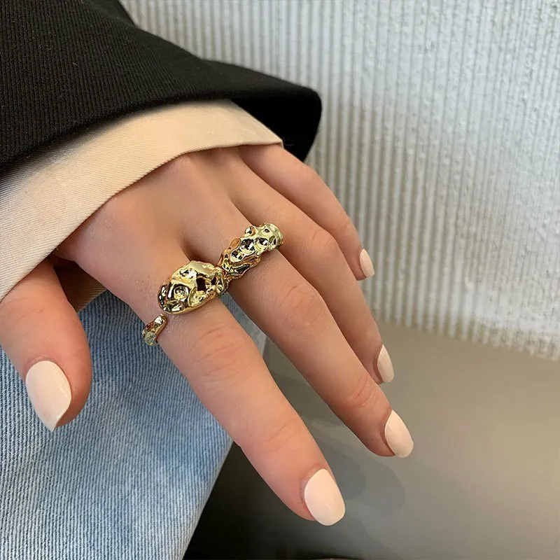 Sam Panda 925 Sterling Silver Retro Hollow Concave Convex Index Finger Ring For Women Versatile Party Gift Jewelry New Trendy