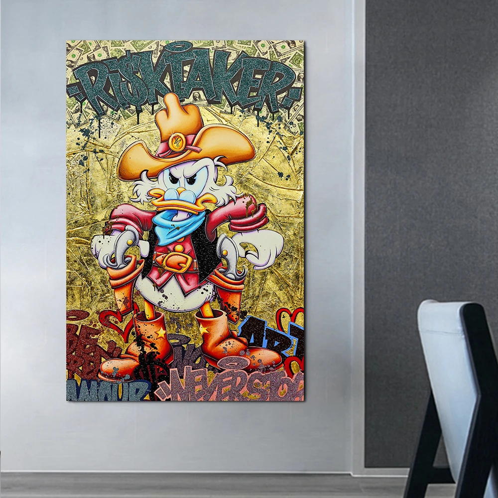 

Risk Taker Scrooge Mcduck Painting, Modern Abstract Wall Art Poster, Animal Graffiti Picture, Home Interior Decor Canvas Print