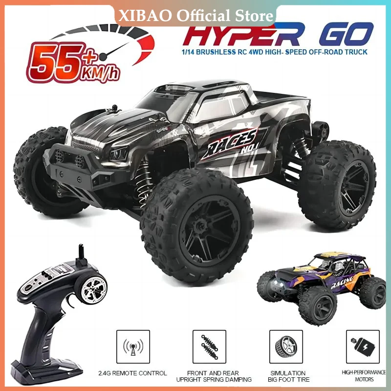 

HXRC 8610 8611 1:14 55KM/H 4WD RC Car With LED Remote Control Cars High Speed Drift Monster Truck for Kids VS 144001 Toys