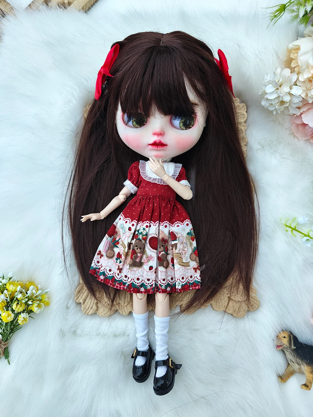 ICY DBS blythe dolls clothes  dress  Cute  dress OB22 OB24 AZONE accessories Blythe Doll Toys for Girls