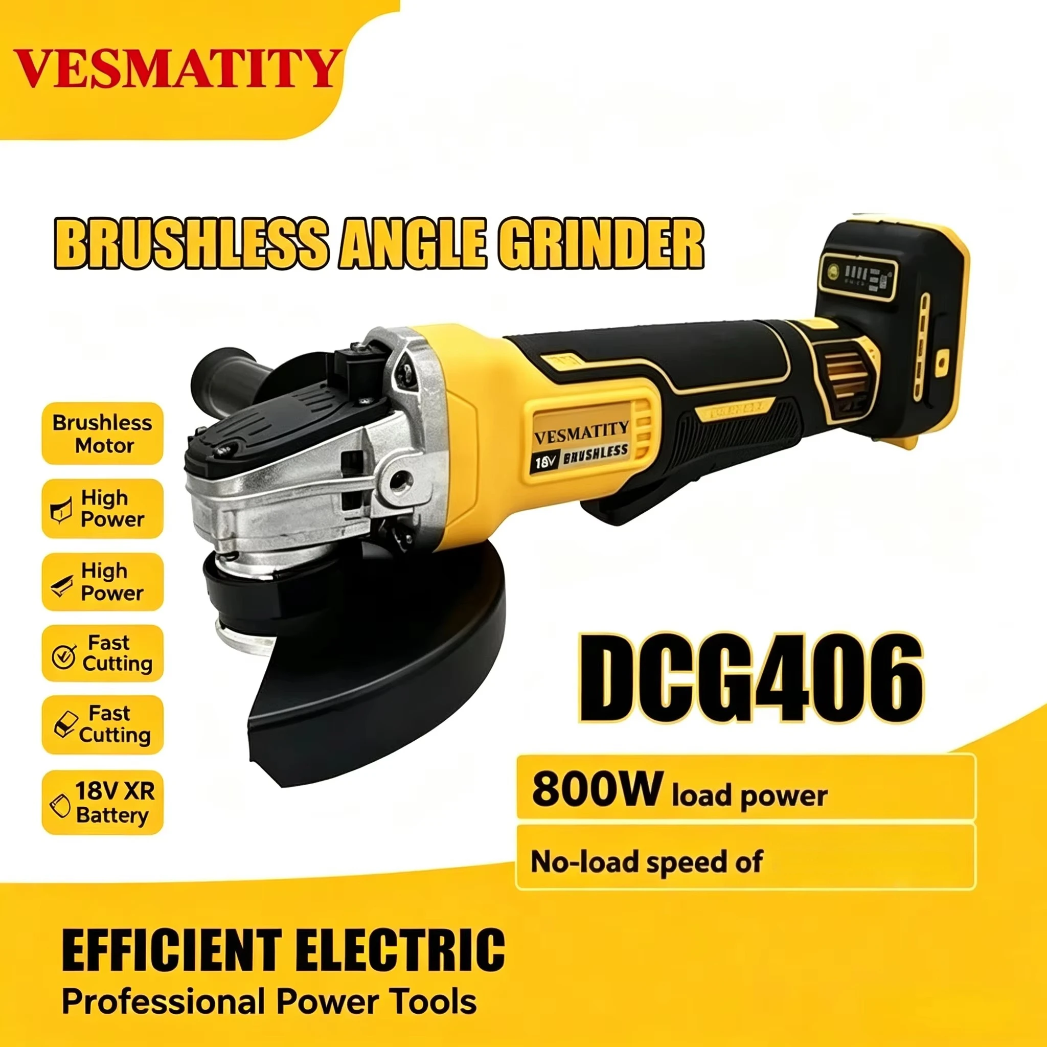 DCG406 Brushless 125MM Angle Grinder Cordless Brushless 8500RPM Cutting Machine Polishing Machine For 18V-20V Battery