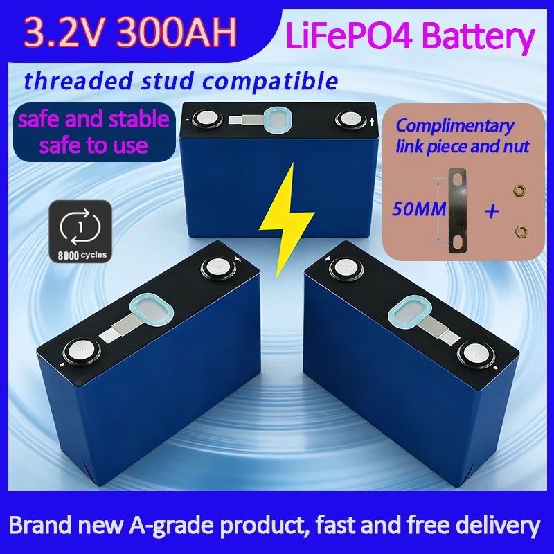 New 2026 3.2V  300AH LiFePO4 Battery Rechargeable Cells for Solar Energy DIY Lithium Battery Pack Home Power 60V 48V 32V 20V