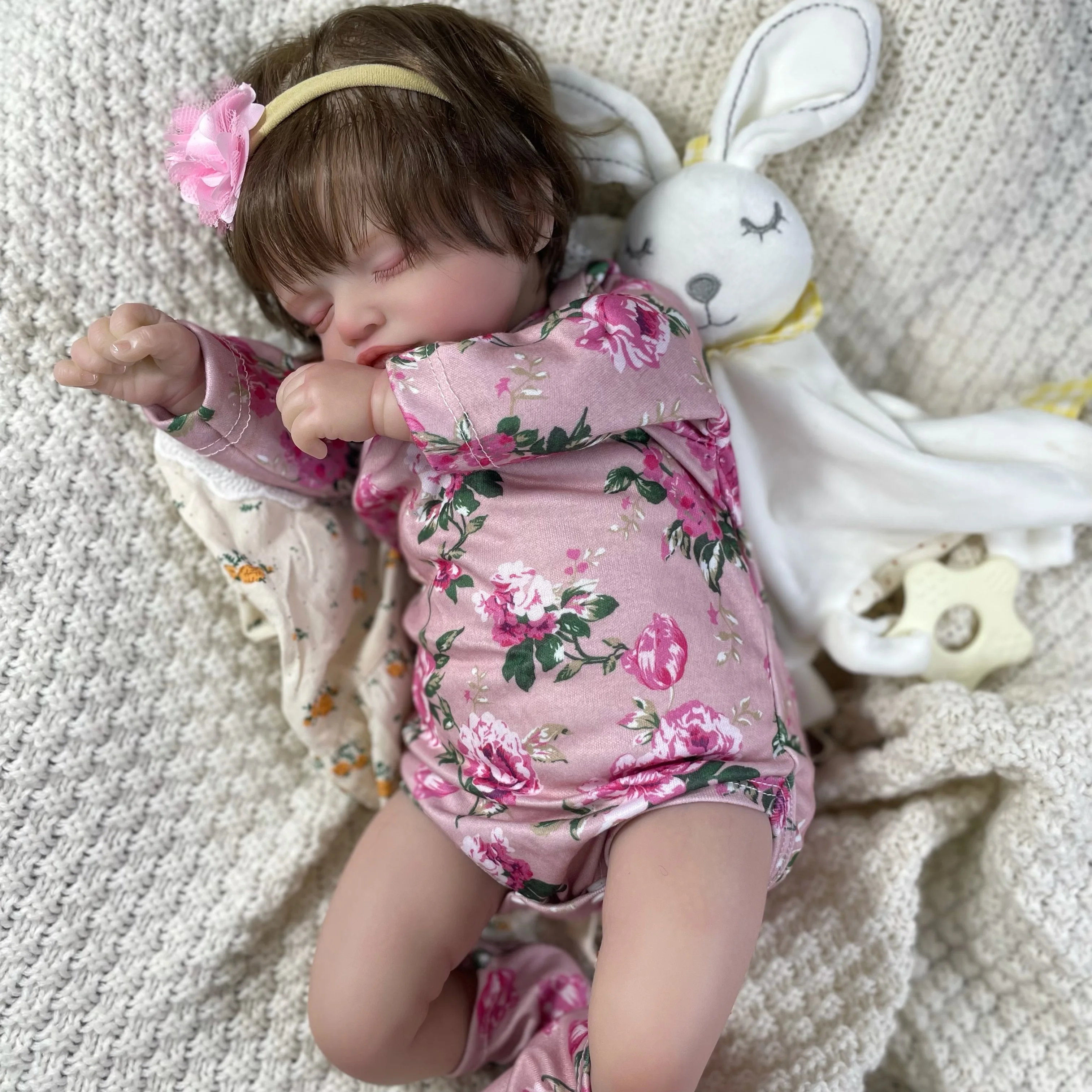 46CM già finito Reborn Doll Rosalie Sleeping neonato capelli radicati a mano 3D dipinto tono della pelle vene visibili regalo di natale