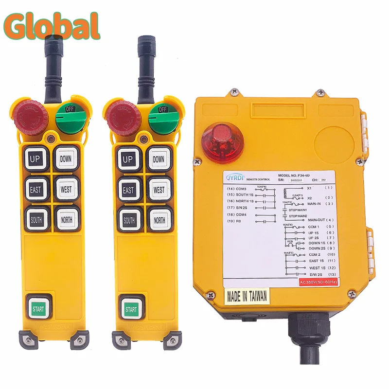 F24-6S 6 keys single speed Industrial Wireless Radio Crane Remote Control switches Hoist overhead bridge Crane Controller