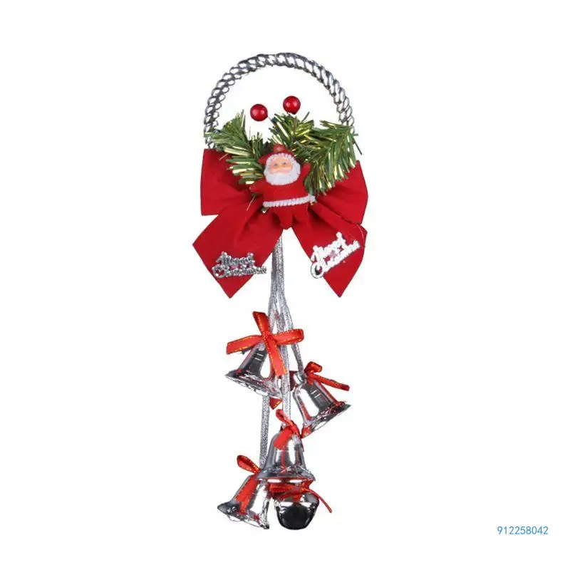 Metal Christmas Santa Wind Chimes Door Hangers with Bow for Christmas Decorations Ornaments Drop shipping