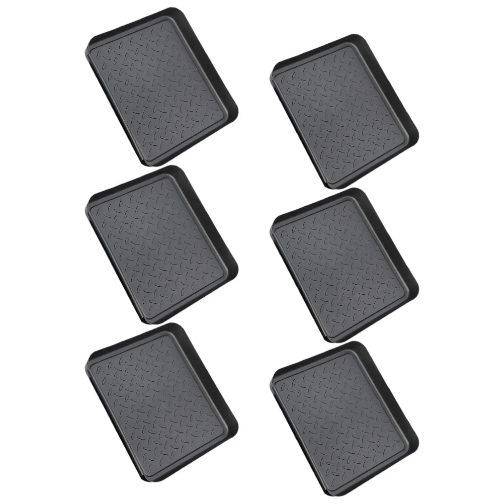 

6Pcs Shoe Tray for Entryway Plastic Boot Tray with Raised Edges to Hold Shoes Boots Pet Bowls Plants Indoor Outdoor Use Black
