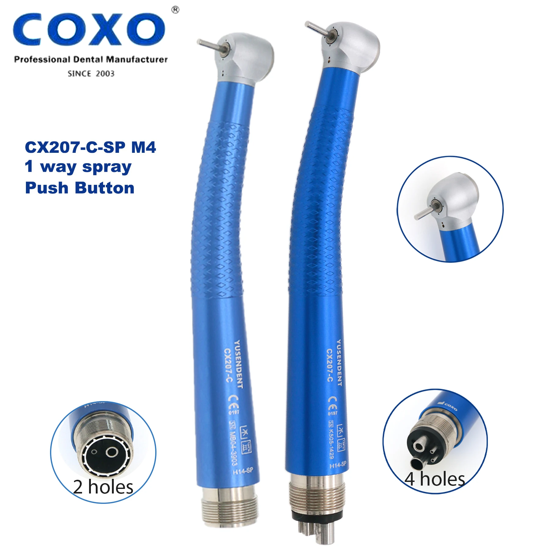 

COXO CX207-C Dental standard High Speed Air Turbine Handpiece 2/4 Holes Colorful